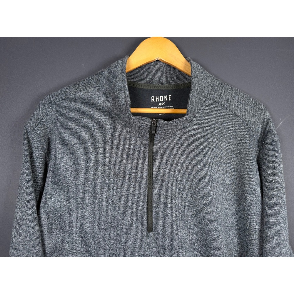 Rhone Mens XXL Gray Heather Quarter Zip Pullover Mock Neck Sweater